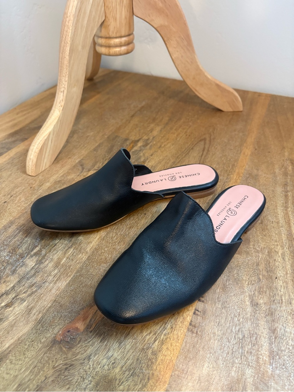 Chinese Laundry Women's “Jump On It” Black Leather Slip-On Mules
